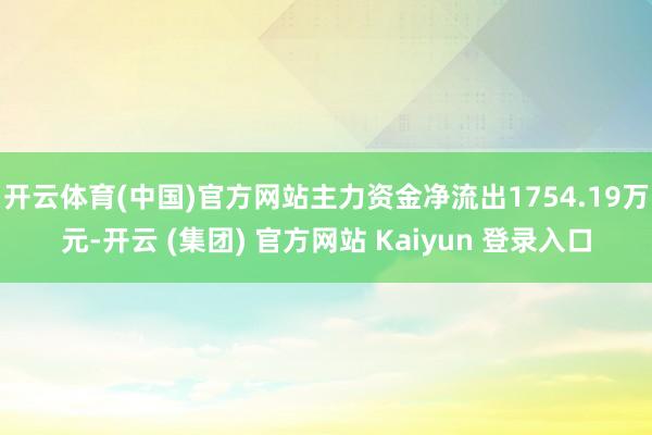开云体育(中国)官方网站主力资金净流出1754.19万元-开云 (集团) 官方网站 Kaiyun 登录入口