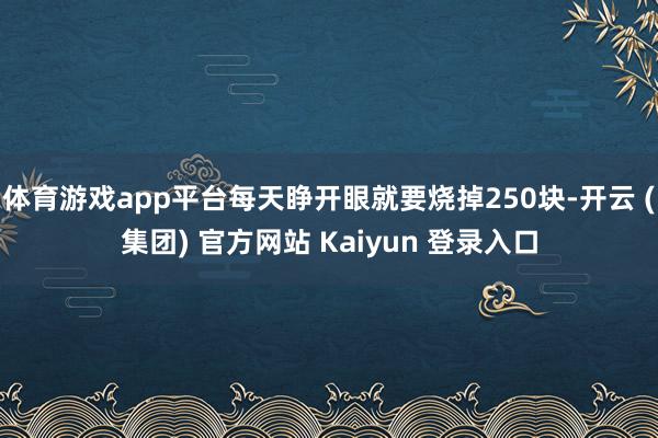 体育游戏app平台每天睁开眼就要烧掉250块-开云 (集团) 官方网站 Kaiyun 登录入口
