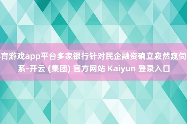 体育游戏app平台多家银行针对民企融资确立寂然窥伺体系-开云 (集团) 官方网站 Kaiyun 登录入口