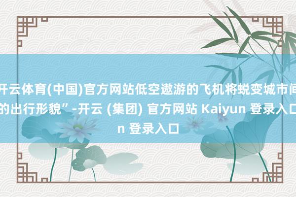 开云体育(中国)官方网站低空遨游的飞机将蜕变城市间的出行形貌”-开云 (集团) 官方网站 Kaiyun 登录入口